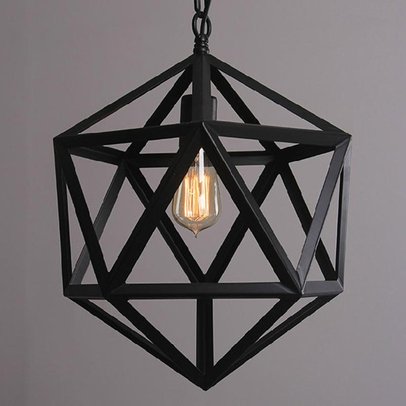 Industriële stijl geometrische hangende lamp 1-bulb metalen plafond hanger licht in zwart