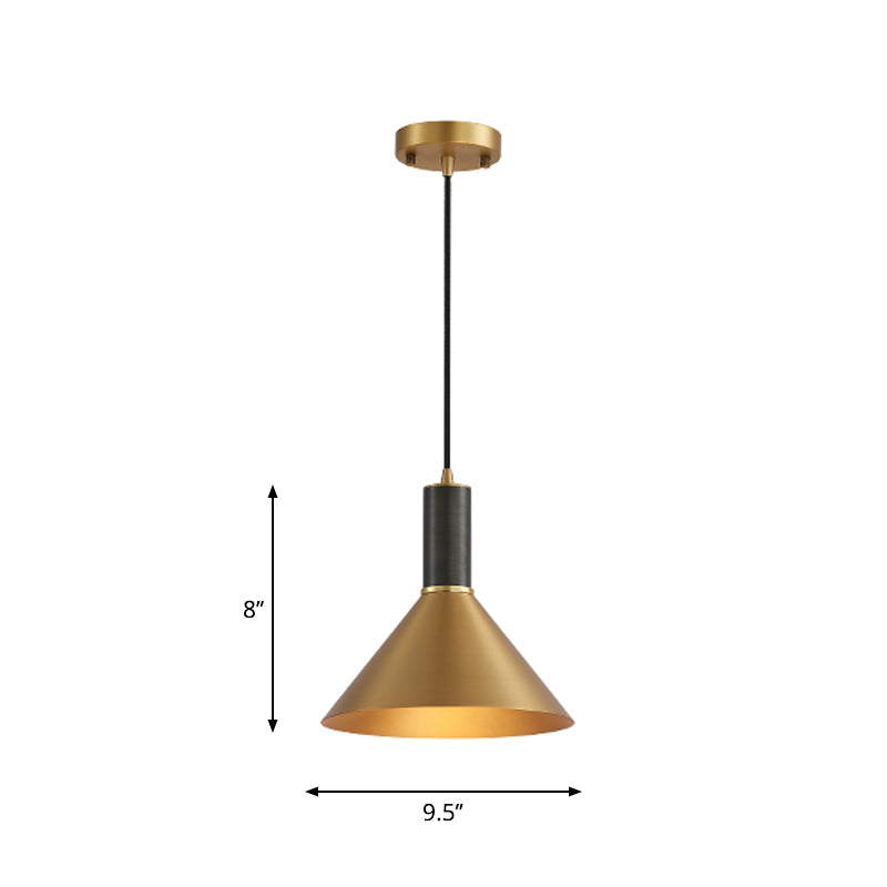 Messing kegel hanger lamp Minimalistisch metaal 1-licht eetkamer ophanging verlichtingsarmatuur