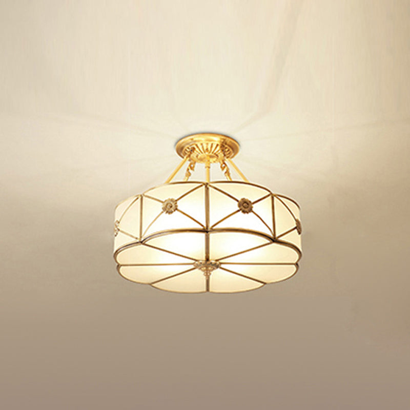 Flower Dining Room Ceiling Light Vintage Frosted White Glass Gold Chandelier Pendant