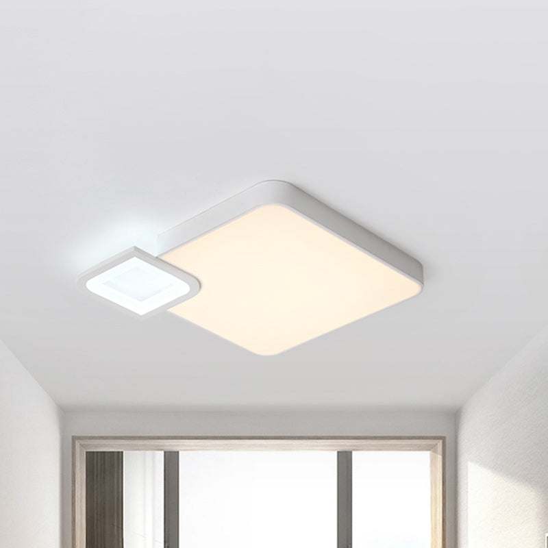 Lámpara de montaje de color cuadrado de metal moderno Blanco/Blanco y negro LED de luz de techo para sala de estar en caliente/blanco, 18 "/21.5" amplia