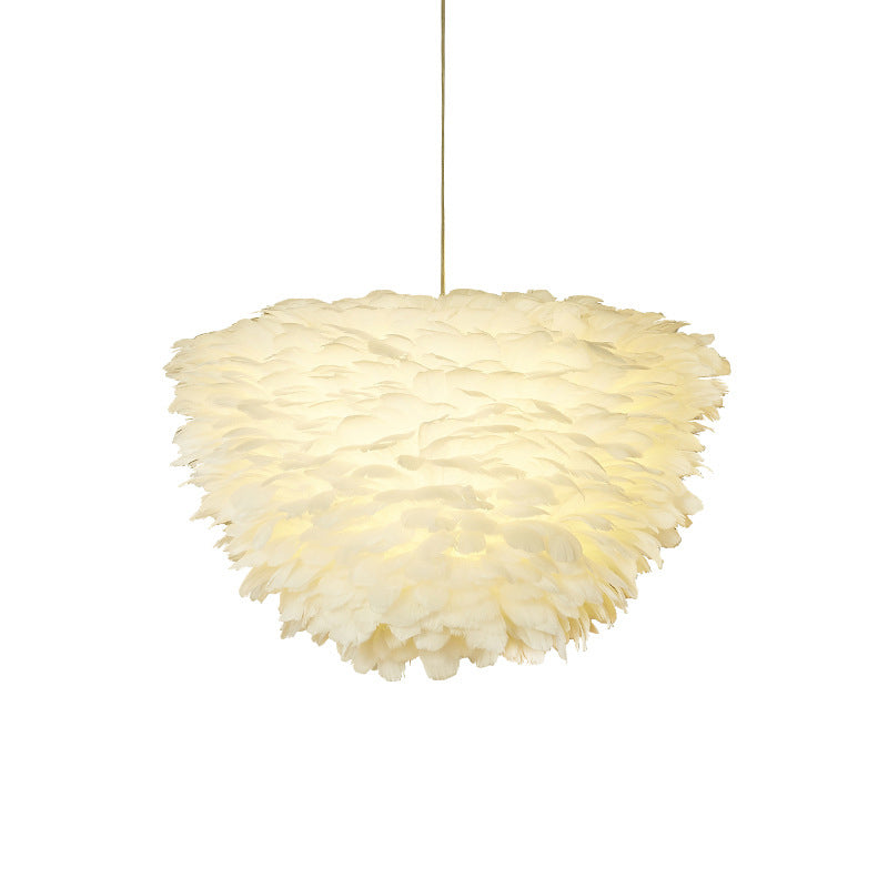 Pendre floral blanc éclairage de suspension de plumes de style simple pour salle à manger