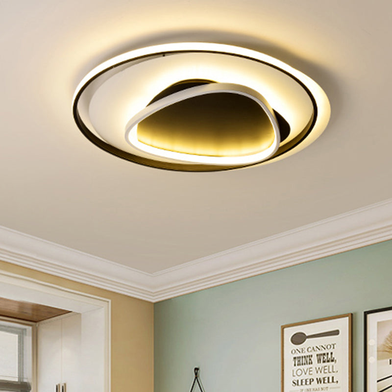 18"/23.5" Wide Acrylic Circle Flushmount Light Modern LED Black Ceiling Flush Light in Warm/White Light