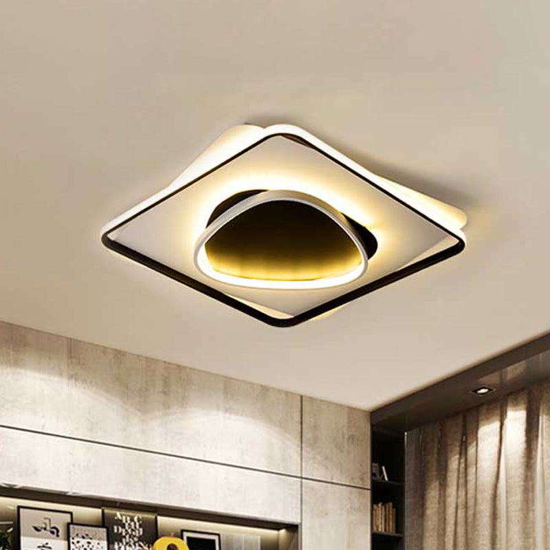 Acrylique Square Flush Ceiling Light LED Modern Black Flush Mount Lamp in Warm / White Light, 18 "/23.5" Wide