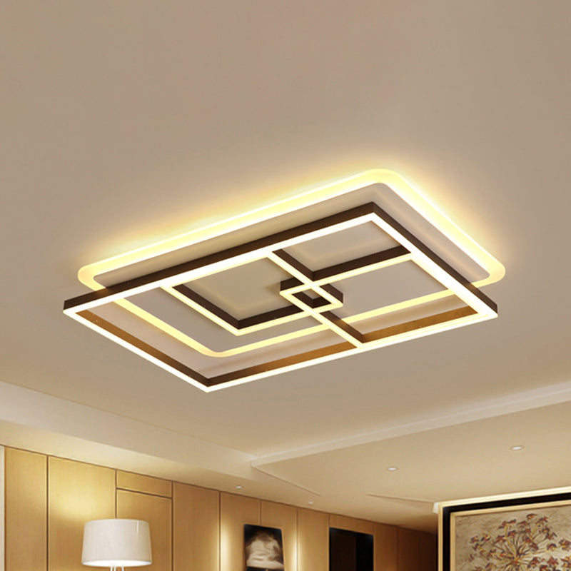 Lampada da soffitto rettangolare semplice da 39"/47" in acrilico LED per soggiorno, illuminazione da incasso in luce calda/bianca