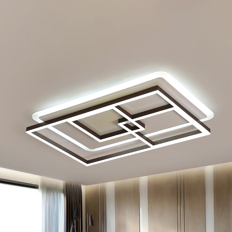 Lampada da soffitto rettangolare semplice da 39"/47" in acrilico LED per soggiorno, illuminazione da incasso in luce calda/bianca