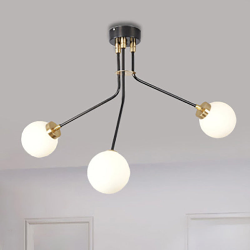 Multiple Rod Metal Semi Flush Lighting Moderne 3/7 Lichter Schwarz halb Flush Deckenlampenvorrichtung für Esszimmer