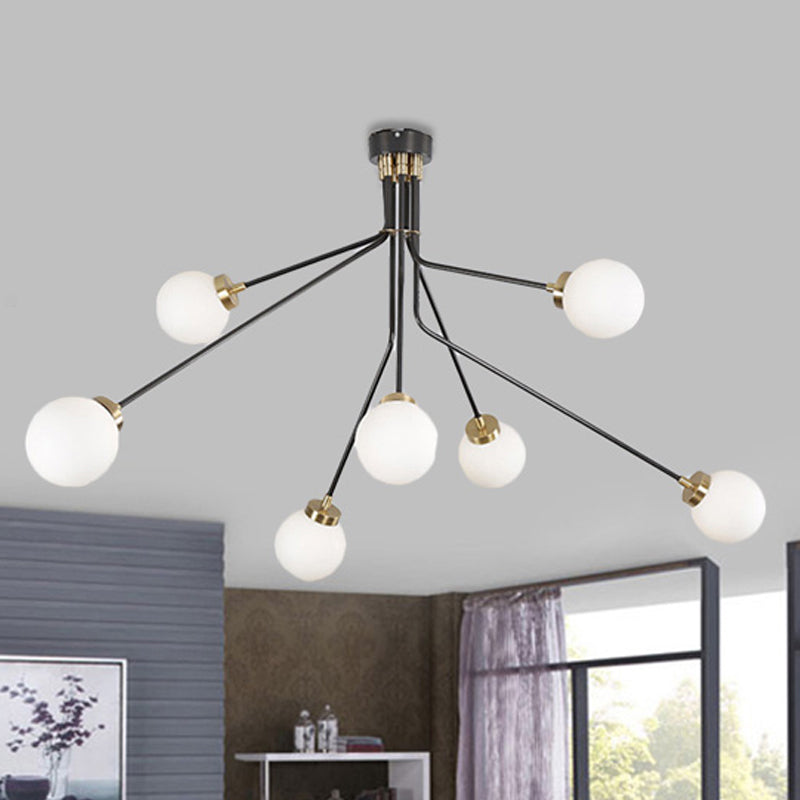 Multiple Rod Metal Semi Flush Lighting Modern 3/7 Lights Black Semi Flush Ceiling Lamp Fixture for Dining Room