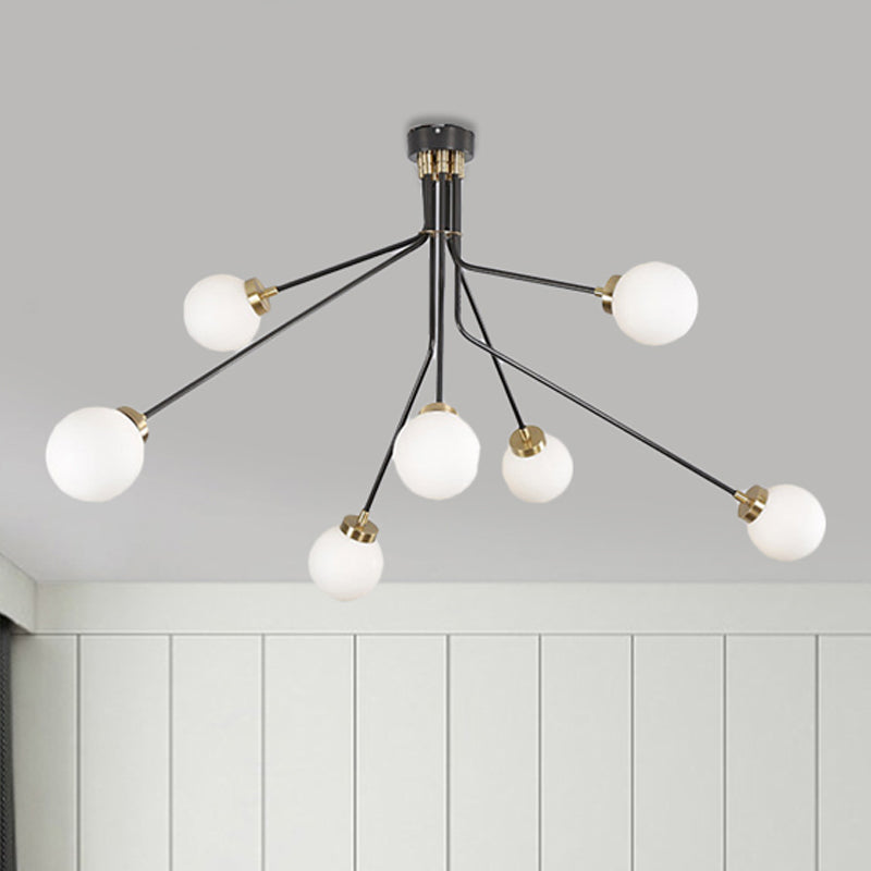 Meerdere staafmetaal semi -spoelverlichting moderne 3/7 lichten zwarte semi spoelplafondlamp voor eetkamer