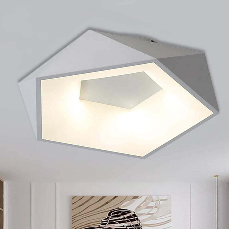 White Facette Flush Beleuchtung Moderne LED Metall Deckenleuchte mit Acryl Diffusor in Weiß/Warm Licht, 18 "/21.5" Breite