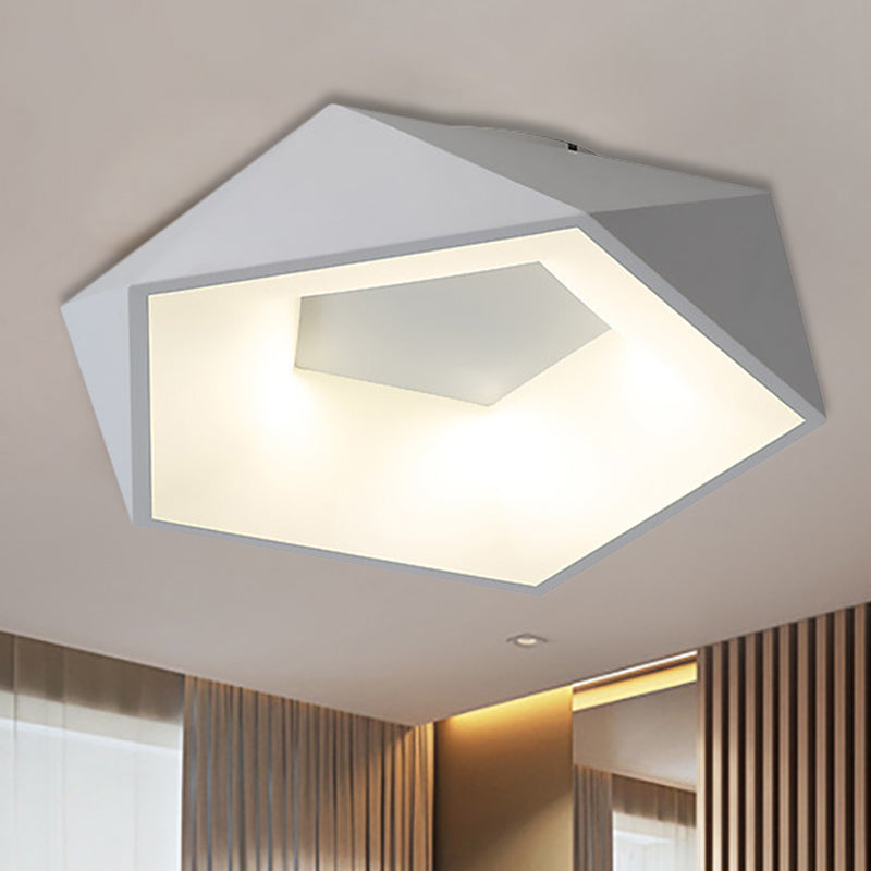 White Facette Flush Beleuchtung Moderne LED Metall Deckenleuchte mit Acryl Diffusor in Weiß/Warm Licht, 18 "/21.5" Breite