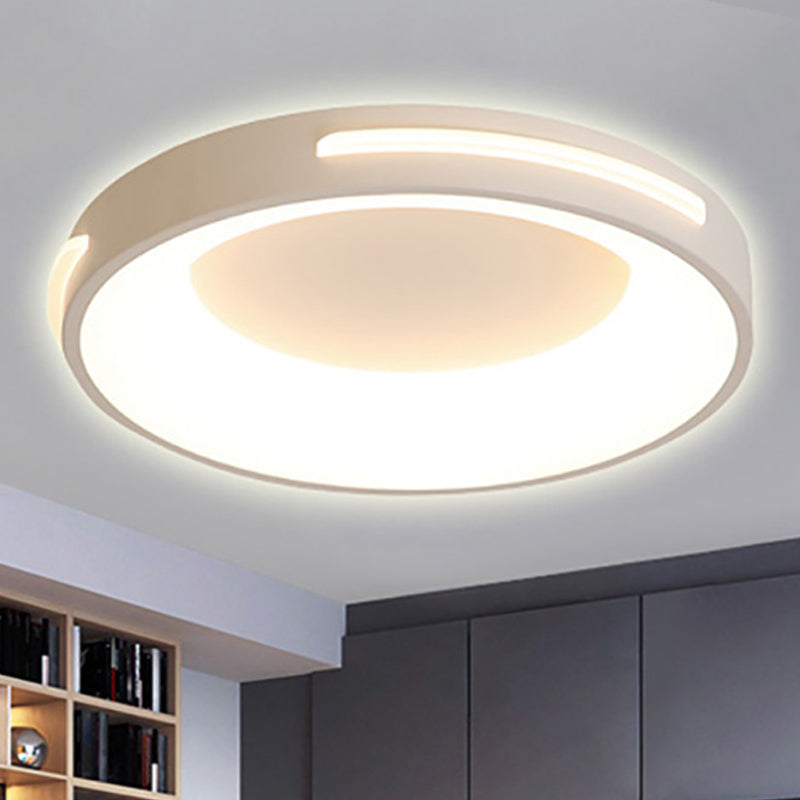 Lampada da soffitto a incasso circolare moderna in metallo LED luce bianca con diffusore acrilico in bianco/luce calda, 12 "/16 "/19.5" Wide