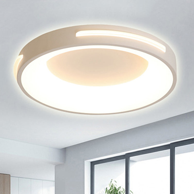 Circle Flush Ceiling Light Modern Metal LED White Light with Acrylic Diffuser in White/Warm Light, 12"/16"/19.5" Wide