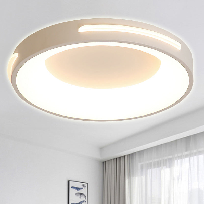 Lámpara de techo empotrada circular, luz blanca LED de metal moderna con difusor acrílico en luz blanca/cálida, 12"/16"/19,5" de ancho