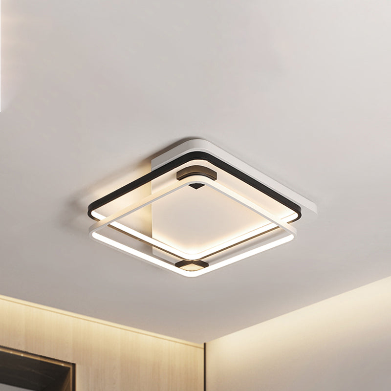 18 "/22" 27,5 " Wide Acrilico Rettangolare Rettangolare Light Moderno LED Nero e White Flushmount in Warm / White Light