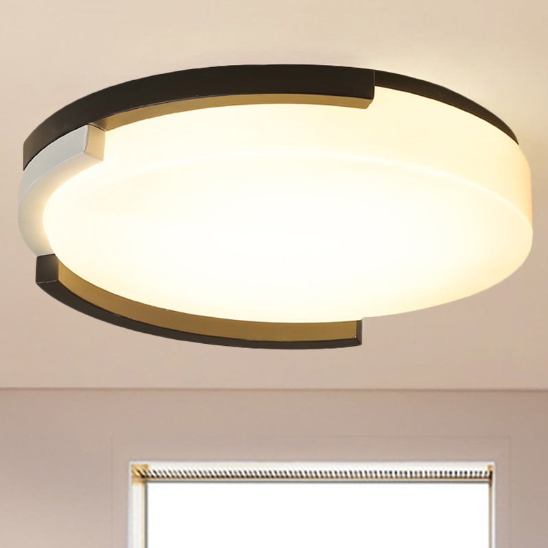 Lampada da incasso rotonda Lampada da soffitto semplice a LED in metallo bianco e nero con diffusore in acrilico a luce bianca/calda, larghezza 16,5"/20,5"