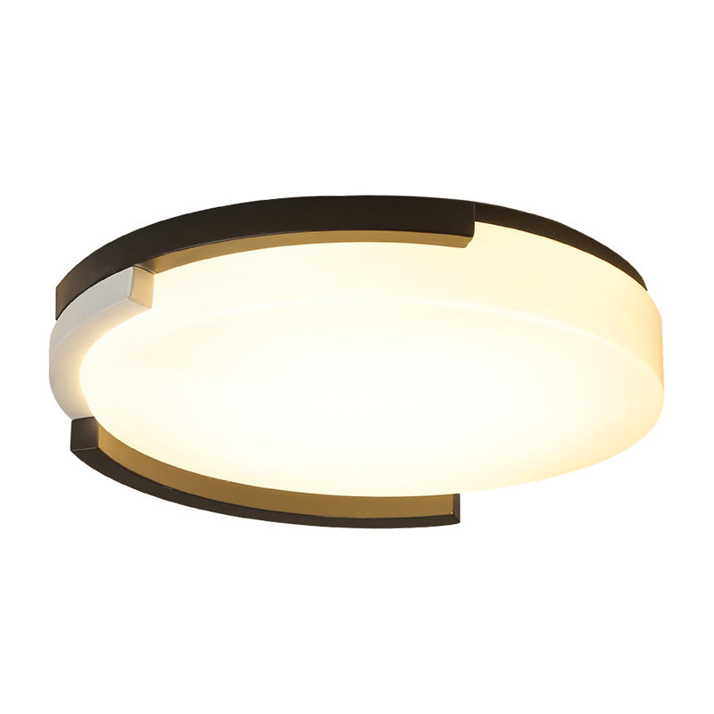 Ronde inbouwlamp Eenvoudige metalen LED zwart-wit plafondlamp met acryl diffuser in wit/warm licht, 16,5"/20,5" breed