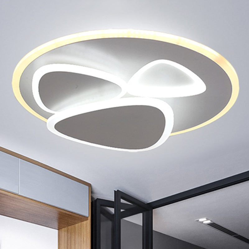 Tiered Flush Ceiling Light Modern Metal and Acrylic LED White Ceiling Flush in White/Warm Light, 19.5"/31" Wide