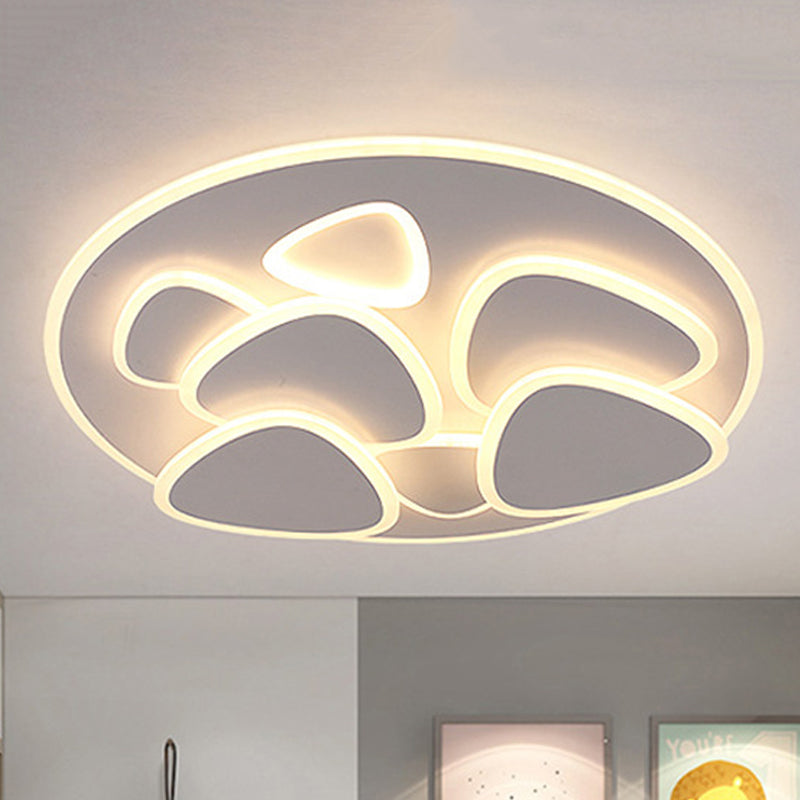 Tiered Flush Ceiling Light Modern Metal and Acrylic LED White Ceiling Flush in White/Warm Light, 19.5"/31" Wide