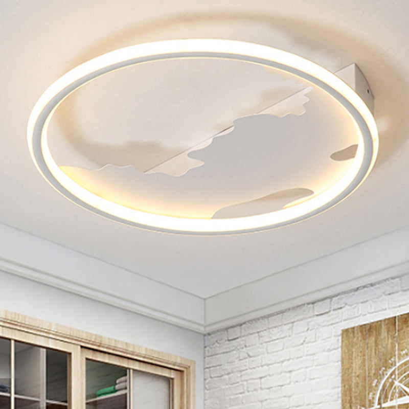 Round Ceiling Light Art Deco Metal LED Living Room Flush Mount Lighting in White/Warm Light, 16.5 "/20.5" /23.5 " Breite