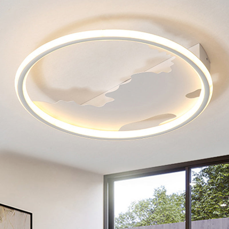 Round Ceiling Light Art Deco Metal LED Living Room Flush Mount Lighting in White/Warm Light, 16.5 "/20.5" /23.5 " Breite