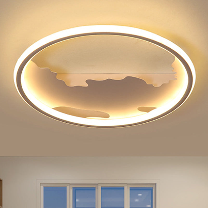 Round Ceiling Light Art Deco Metal LED Living Room Flush Mount Lighting in White/Warm Light, 16.5 "/20.5" /23.5 " Breite