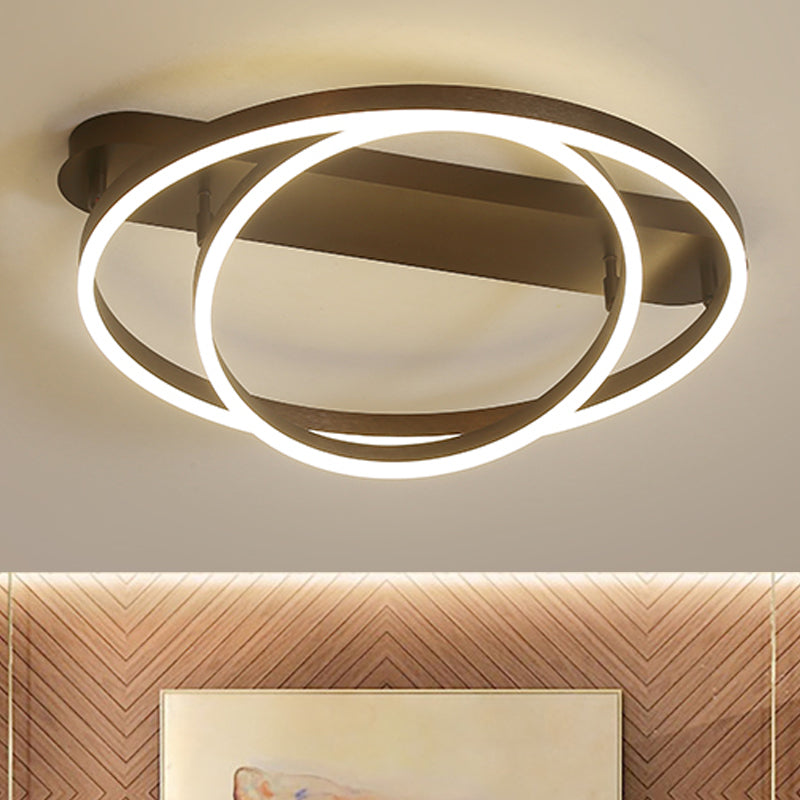 Multi Circle Metal Flush Mount Lamp Contemporary 1/2/3 Heads Ceiling Mount Light in White/Warm Light