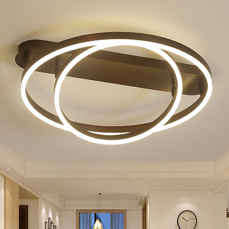 Multi Circle Metal Flush Mount Lamp Contemporary 1/2/3 Heads Ceiling Mount Light in White/Warm Light