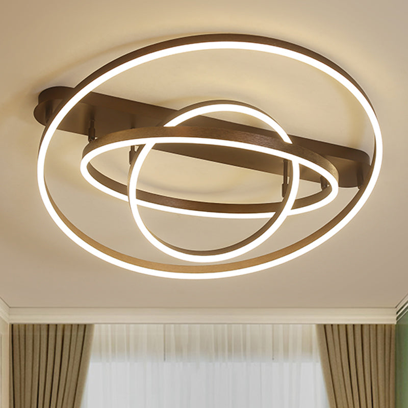 Multi Circle Metal Flush Mount Lamp Contemporary 1/2/3 Heads Ceiling Mount Light in White/Warm Light