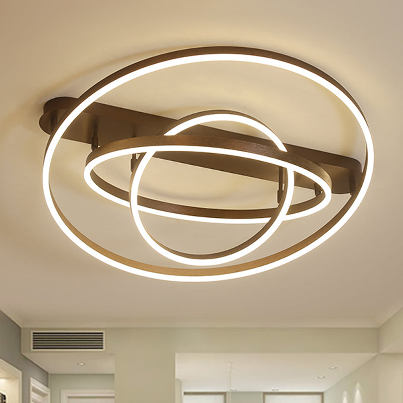 Multi Circle Metal Flush Mount Lamp Contemporary 1/2/3 Heads Ceiling Mount Light in White/Warm Light