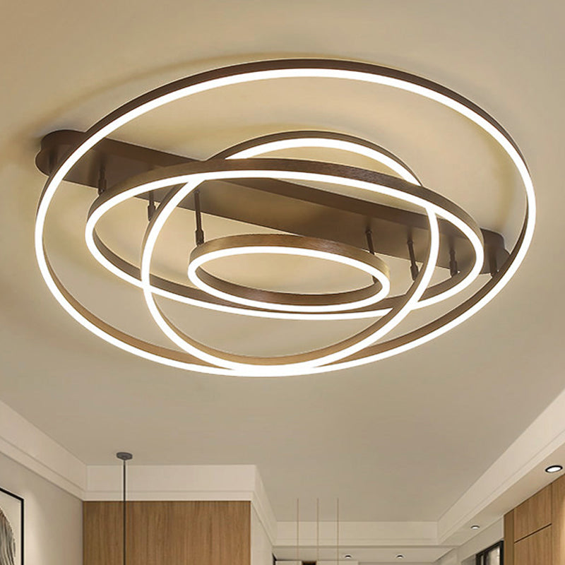 Multi Circle Metal Flush Mount Lamp Contemporary 1/2/3 Heads Ceiling Mount Light in White/Warm Light