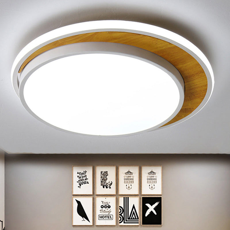 Zwart/Witte Cirkel Flush Mount Plafond Licht Modern Led metalen plafond licht profiel in wit/warm licht, 16.5 "/20.5" breed