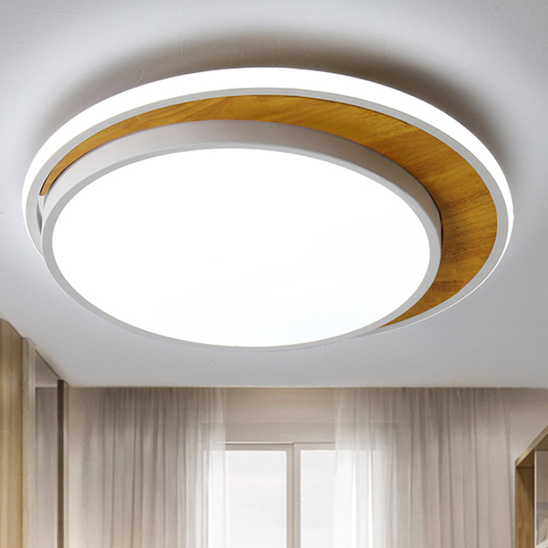 Black / White Circle Flush Mount Ceiling Light Modern LED Metal Ceiling Light Fixture in White / Warm Light, 16.5 "/20.5" Wide