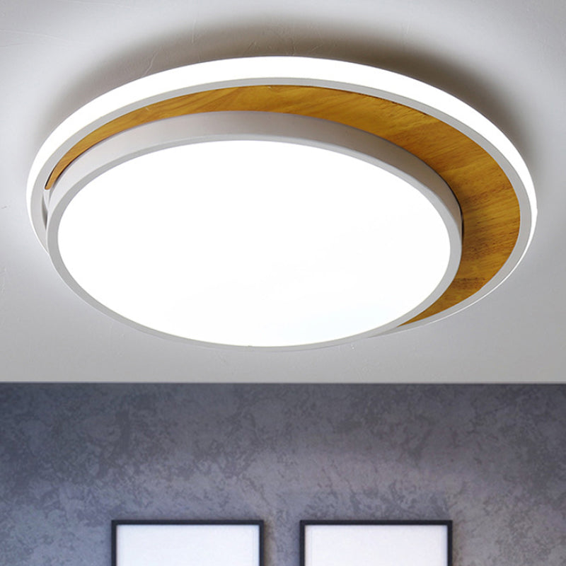 Black/White Circle Flush Mount Ceiling Light Modern LED Metal Ceiling Light Fixture in White/Warm Light, 16.5"/20.5" Wide