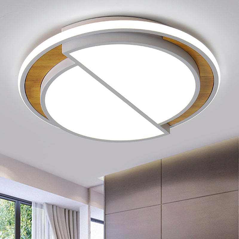 Semicircle Flush Lighting Modern Metal LED Black/White Ceiling Mounted Fixture in White/Warm Light, 16.5"/20.5" Wide