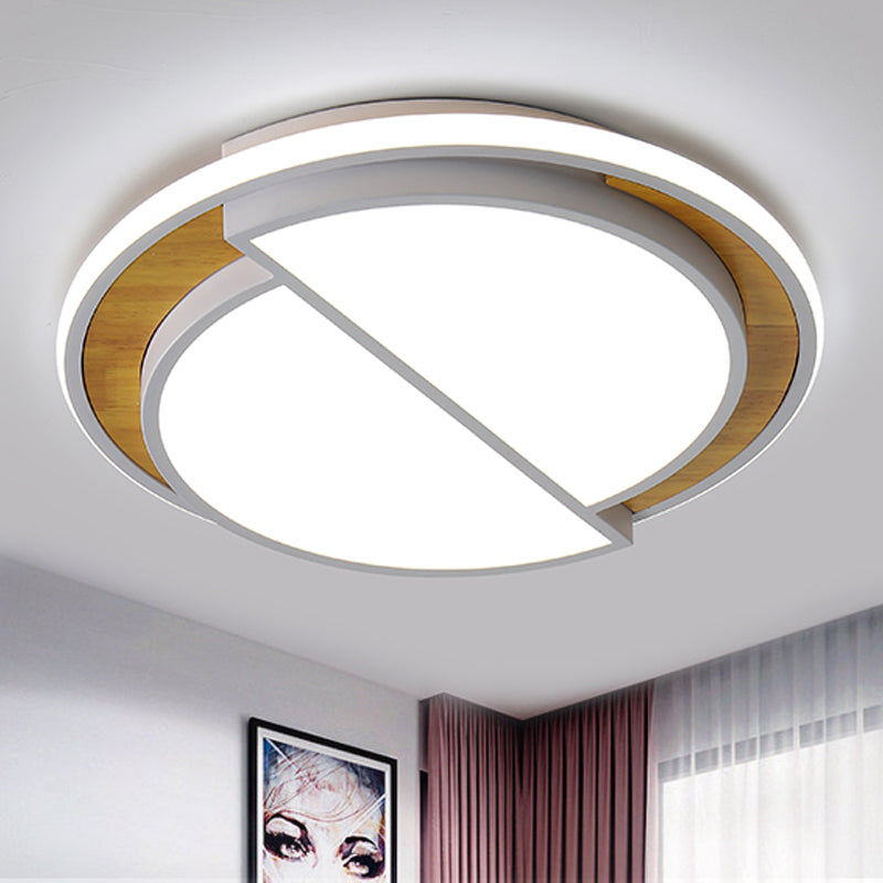 Semicircle Flush Lighting Modern Metal LED Black/White Ceiling Mounted Fixture in White/Warm Light, 16.5"/20.5" Wide