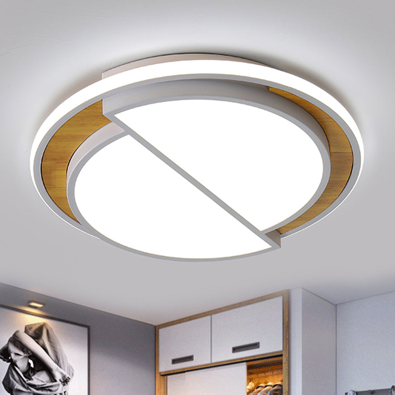 Semicircle Flush Lighting Modern Metal LED Black/White Ceiling Mounted Fixture in White/Warm Light, 16.5"/20.5" Wide