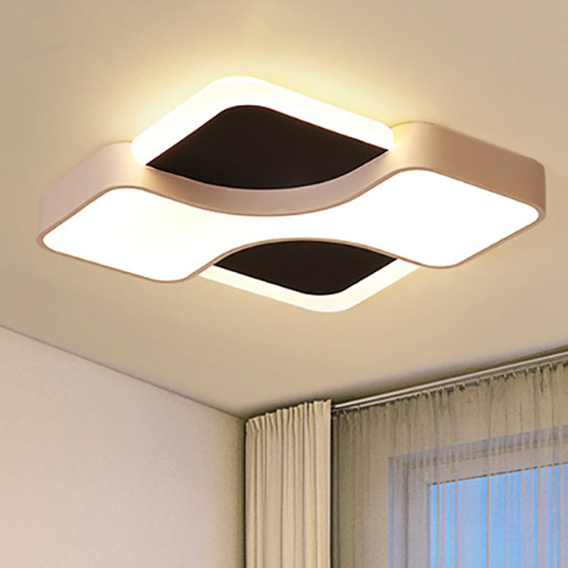 Geometrische Deckenleuchte, moderne Metall-LED-Deckeneinbauleuchte in Weiß/warmem Licht, 16,5"/19,5"/23,5" breit