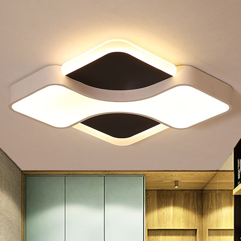 Geometric Flush Ceiling Light Fixture Modernism Metal LED White Ceiling Flush Mount Light in White / Warm Light, 16.5 "/19.5" /23.5 " Wide