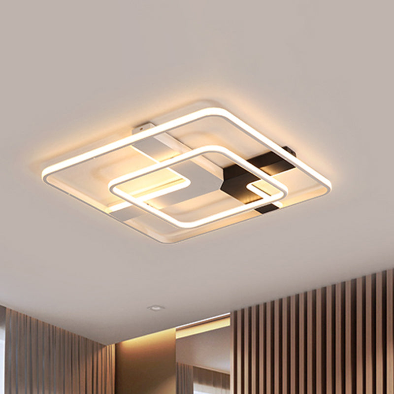 19.5"/23.5" Wide Acrylic Square Flushmount Simplicity LED White Flush Mount Ceiling Lamp in Warm/White Light