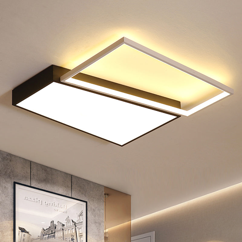 Nero / Bianco Trapezoid Flush Montaggio Illuminazione Simplicity LED Metallo Lampada Fissaggio in bianco / Warm Light, 18 "/21.5" Wide