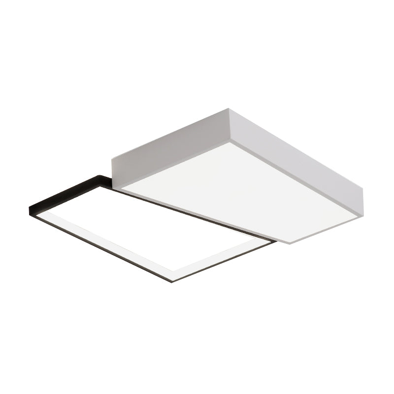 Black / White Trapezoid Flush Mount Lighting Simplicity LED Metal Ceiling Light Fixture in White / Warm Light, 18 "/21.5" Wide