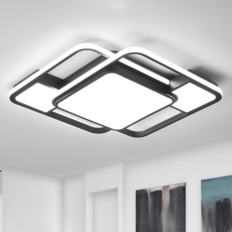 Illuminazione da incasso in metallo mattone Lampada da soffitto moderna a LED bianca con diffusore smerigliato in luce bianca/calda, larghezza 16,5"/20,5"