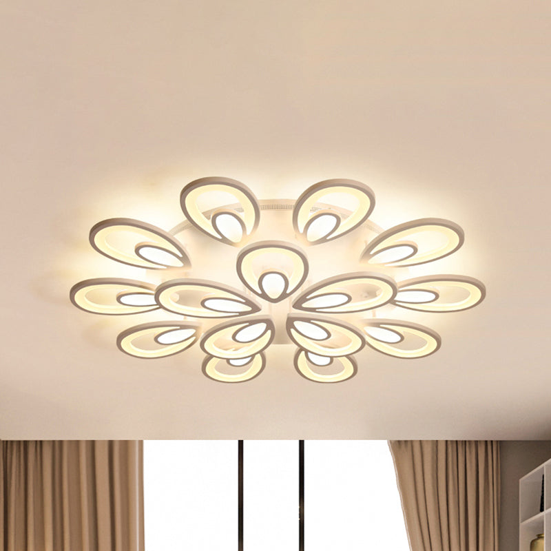 LED Petal Acrylic Flush Mount Light Contemporary 6/12/15 Lights White Ceiling Lighting Fixture in Warm/White/Natural Light