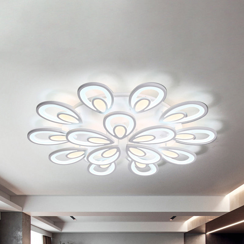 LED Petal Acrylic Flush Mount Light Contemporary 6/12/15 Lights White Ceiling Lighting Fixture in Warm/White/Natural Light