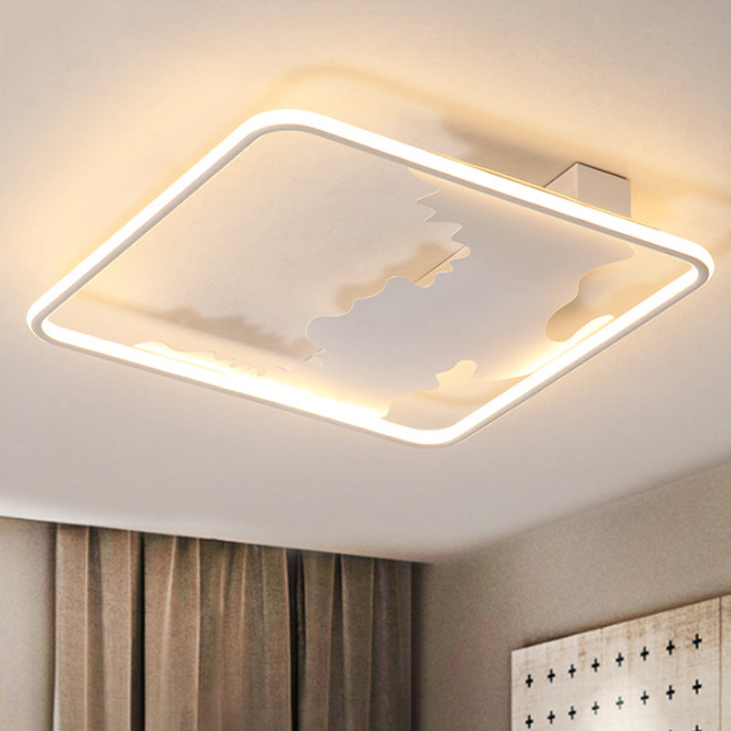 Square Flush Mount Lighting Art Deco Metal LED White Plafond Verlichting in wit/Warm licht, 16.5 "/19.5" /23.5 " Wide