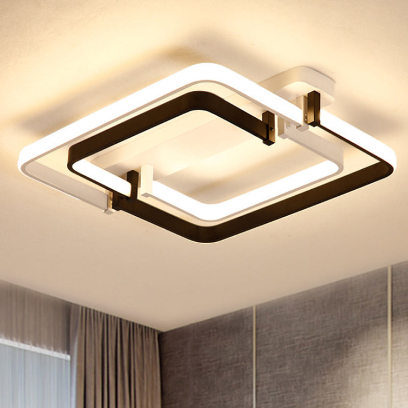 Plafoniera da soffitto a incasso con bordo tondo Lampada da soffitto moderna a LED in metallo nero/bianco in luce bianca/calda, larghezza 18"/21,5"