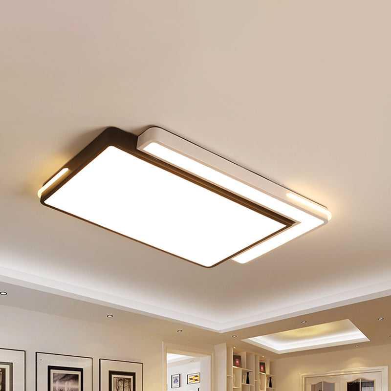 Moderna lampada da incasso a LED con paralume in acrilico Plafoniera quadrata/rettangolare in bianco e nero in luce bianca/calda, 20,5"/39" W