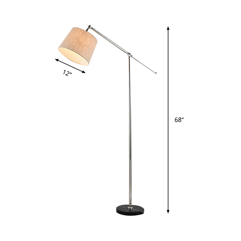 LED Cone Stand Up Lamp Modernism Fabric Floor Light in Beige with Adjustable Arm