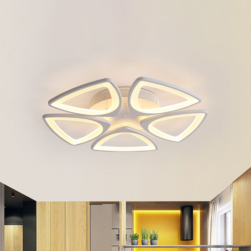 Acrylic Triangle LED 5/6/12-Head Flush Ceiling Light Simplicity 19.5"/29.5"/33.5" Wide Flush Mount in Warm/White/Natural Light