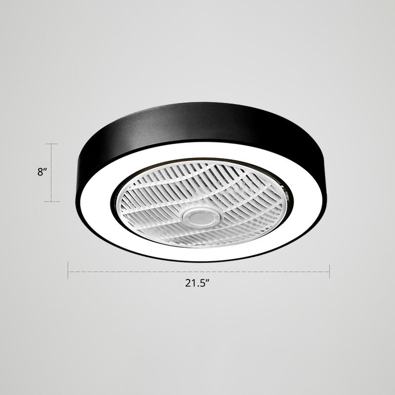 21.5 "W Nordic Round Ceiling Van Lighture Metal Kids Dormitorio LED Semi Flush Light con control remoto